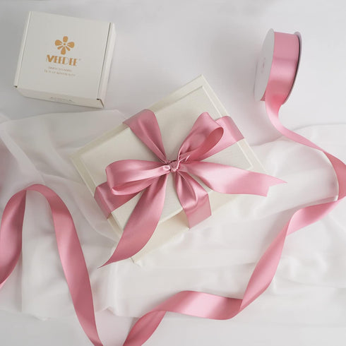 MEEDEE Mauve Rosy Satin Ribbon 1-1/2 Inch Rose Pink Ribbon Lux Satin Double Faced Satin Ribbon by 50 Yards Pink Polyester Satin Ribbon for Crafts,...