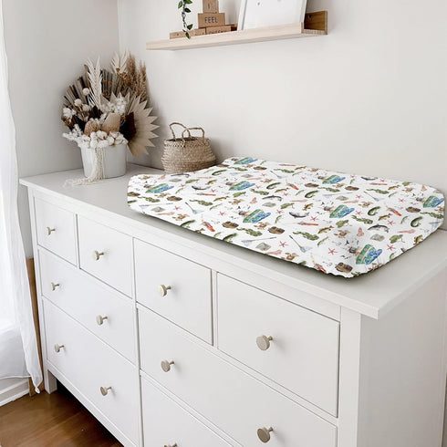 Watercolor Ocean Boat Fishing Baby Changing Pad Cover for Boy Girl 32''x16'' Fishing Lovers Gift Unisex Fitted Diaper Change Table Sheets Sea Mari...