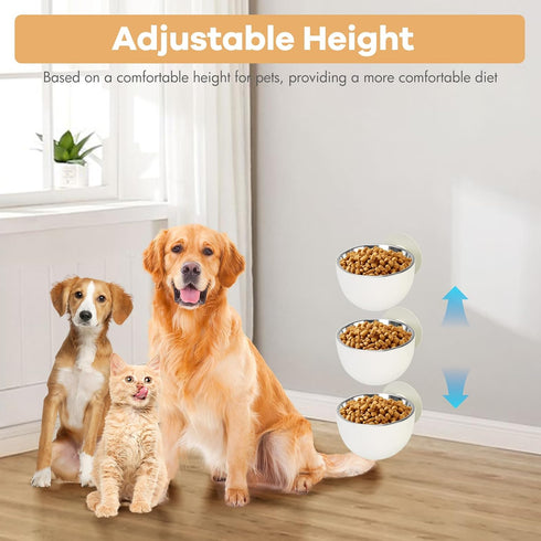 Stainless Steel Dog Bowls for Food and Water, Wall-Mounted Rotate Dog Water Bowl for Indoor Pets, Removable Puppy Hanging Food and Water Bowl for ...