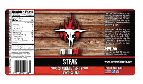 Gourmet Steak Seasoning | No Artificial Flavors, No MSG added | Premium Steak Rub for Steak, Burgers, Brisket and Beef | Runnin’ Wild Foods, 7.0 o...