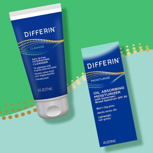 Differin Facial Cleanser, Daily Oil Free Hydrating Face Wash by the makers of Differin Gel, Gentle Skin Care for Acne Prone Skin, PHAs, 6 Oz....