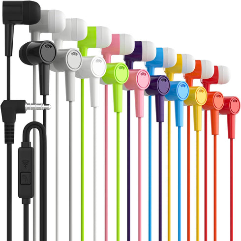 Maeline Wired Earbuds 10 Pack, New Headphones with Microphone, Earphones with Heavy Bass Stereo Noise Blocking, Compatible with iPhone and Android...