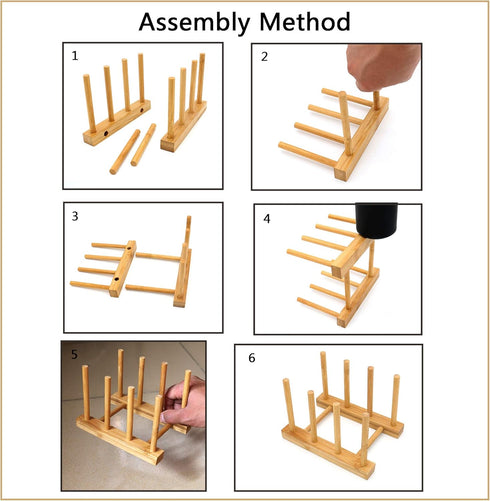 2 Pcs Household Kitchen Natural Bamboo Drain Dish Rack, Multifunctional Cup and Book Storage Rack, 8"(L) x 4.5"(W) x 4.2"(H), 6"(L) x 4.5"(W) x 4....