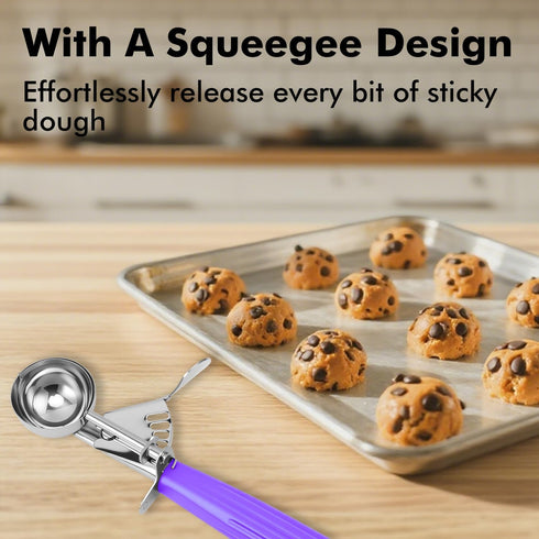 Ice Cream Scoop, Cookie Scoop Set, Incluede 1.2 OZ/ 2 OZ/ 4 OZ Scoop, Portion Control For Cookie Dough, Ice Cream, Cupcake, Muffin, Mashed Potatoe...