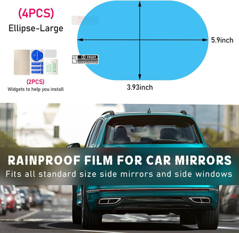 4 PCS Car Rearview Mirror Waterproof Film, Rainproof Anti Fog Auto Side Window Protective Sticker for Safe Driving, HD Clear Nano Coating Rear Mir...