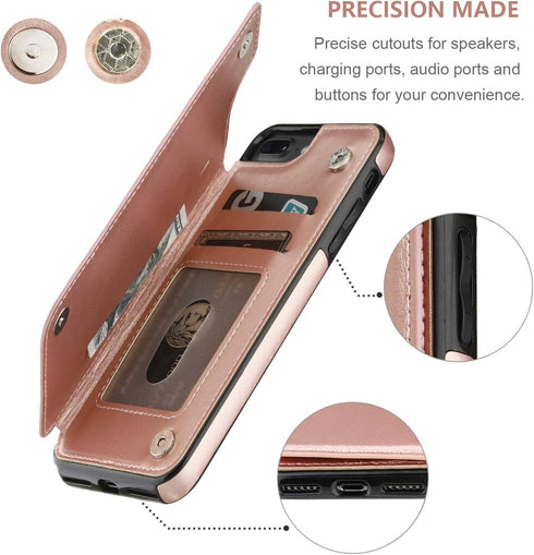 for iPhone 7 Plus/8 Plus Wallet Case with Card Holder,OT ONETOP Premium PU Leather Kickstand Card Slots Case,Double Magnetic Clasp and Durable Sho...