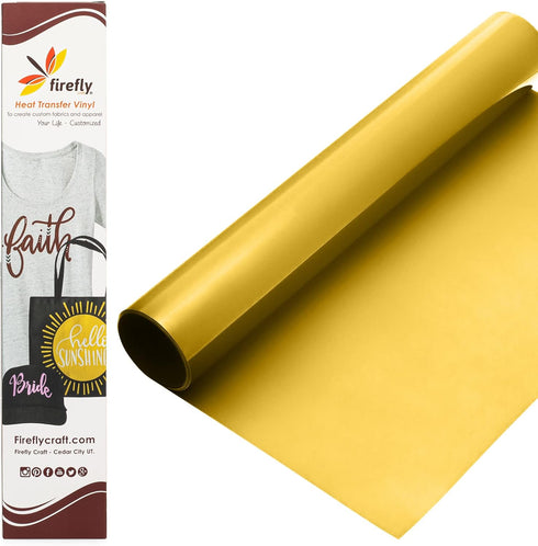 Firefly Craft Regular Gold, Heat Transfer Vinyl for Shirts - Iron on Vinyl for Cricut & Silhouette Heat Press Vinyl for Shirt Transfers - Iron on ...