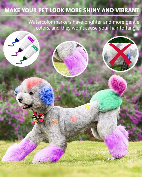 Dog Hair Dye Temporary, Dog Nail Polish Pet Safe Hair Dye, 12 Color Easy Washed Dog Dye Non Toxic Temporary for Pet Safe Hair Dye...