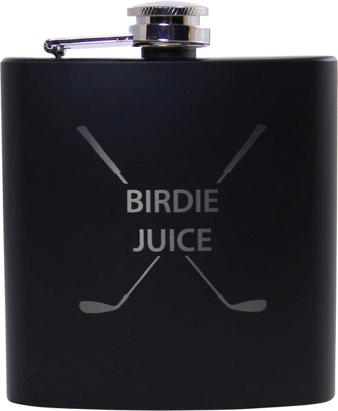 Birdie Juice 6oz Flask - Great Gift for A Golfer, Father's Day, Birthday, or Christmas Gift (Black)...