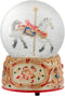 Gilded Gold Tone Cupid and Carousel Horse 100MM Musical Water Globe Plays Tune Unchained Melody...