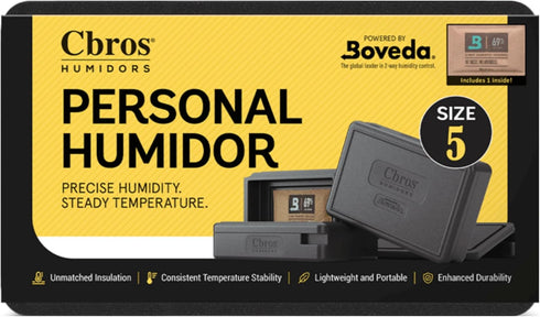 Cbros 69% Two- Way Humidity Control Box Powered by Boveda, Moisture Absorber, Maintain Freshness and Consistent Temperature Size (Size 5)...