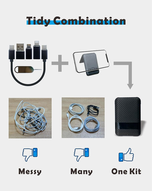 USB Type C to C Charging and Data Transfer Cable with 3 Adapters Combination Set in Credit Card Size Case...