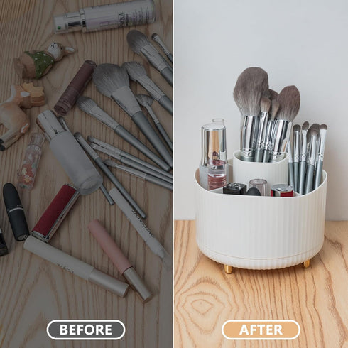 Makeup Brush Holder Organizer, 360° Rotating Makeup Brush Organizer, 5 Slot Makeup Organizer for Vanity, Desktop, Bathroom, Countertop, Desktop (W...