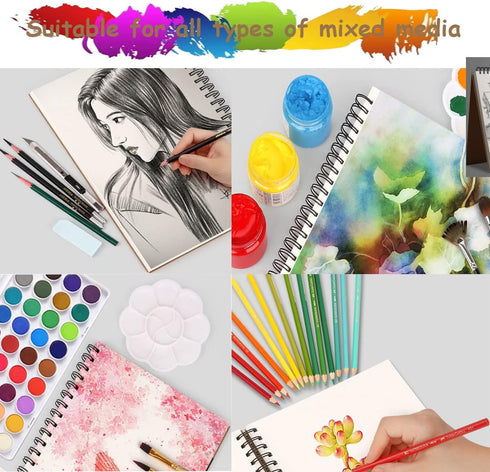 Sketch Book Pad, Drawing Paper 5.5" x 8.5" Spiral Bound, 98lb/160gsm, Pack of 1, Durable Acid Free Sketchbook for Painting, 30 Sheets Each (1 Pack...