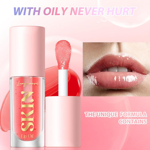LANGMANNI Moisturizing Lip Oil,No-Sticky Lip Gloss Lip Balm Lip Care,Fruit Flavoured Lip Oil For Dry Lip's Moisturizing Hydrating And Nourishing (...