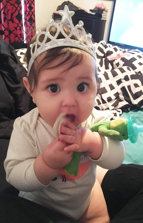 Honbay 2PCS Princess Crown Headband with Crystal and Star for 1 to 3 Years Old Baby, Gold and Silver...