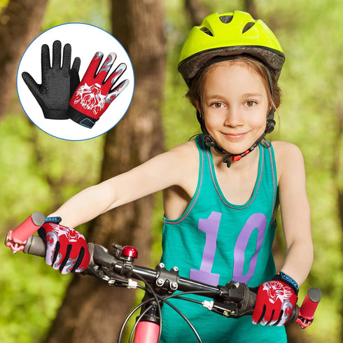 Geyoga 4 Pieces Kids Football Gloves Kids Fishing Gloves Motorcycle Bike Gloves Full Finger Children Gloves for Cycling Camping Fishing Parkour Ou...