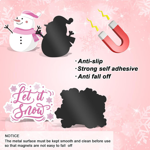 Whaline 20Pcs Christmas Decoration Magnets Pink Winter Refrigerator Magnets Xmas Snowman Snowflake Decorative Fridge Magnetic Stickers for Mailbox...