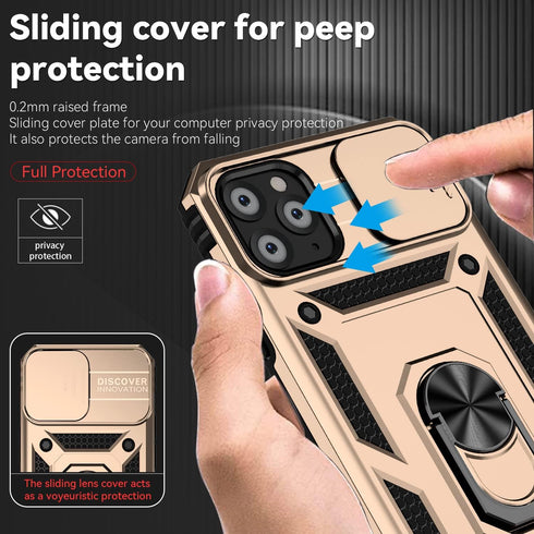 Hitaoyou iPhone 11 Pro Max Case with Camera Cover & Kickstand - Military Grade Shockproof Heavy Duty Protective Magnetic Case, Gold...