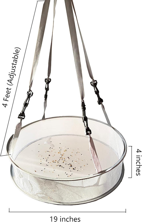 19" Seed/Shell Catcher for Bird Feeders Platform 19 x 19 x 4 inches Birdseed Hoop Outdoor Garden Hanging Tray (White)...