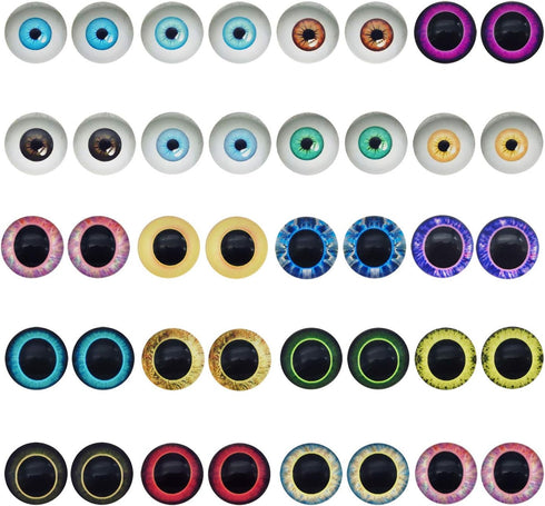 30pairs 12mm Owl Bird Human Pupil Eyes Glass Cabochon for Clay Dolls Making Sculptures Craft DIY Finding...