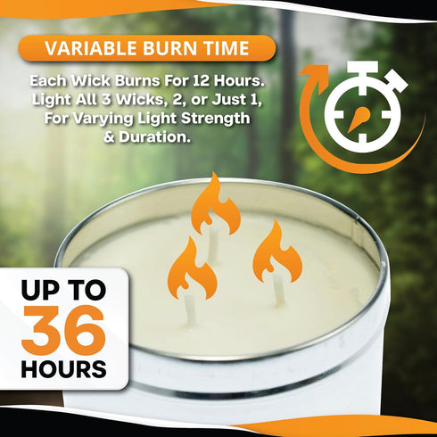 SE 3-Wick Emergency Candle, 36 Hours Long Burning, Top Layer Soy Wax, Great Light Source Gear for Survival, Camping, Blackout & Peace of Mind...