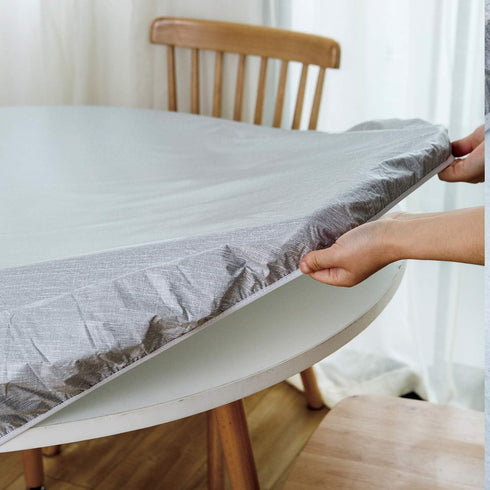 NLMUVW Round Vinyl Tablecloth with Elastic Edge Flannel Backing, Fitted PVC Table Cloth Waterproof Wipe Clean Table Cover for Picnic Party Outdoor...