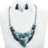 Irregular Enamel Triangle Shape Collar Bib Statement Necklace Earrings Set Women Bridal Jewelry...