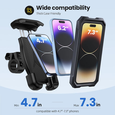 Bike Phone Holder, Motorcycle Phone Mount 360°Rotatable Handlebar Cell Phone Clamp Scooter Phone Clip for iPhone 15 Pro Max/Plus,14/13/12/11,Galax...