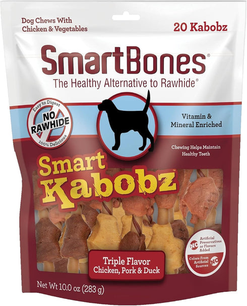 SmartBones Smart Kabobz, Rawhide-Free Chews For Dogs, Made With Real Chicken, Pork And Duck, 20 count...