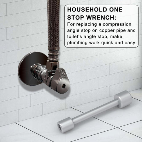 Plumbing Tools Angle Stop Wrench Kit, Angle-on Wrench Professional Plumber Wrench Tools for Installing New Compression Angle Stop and Removing the...