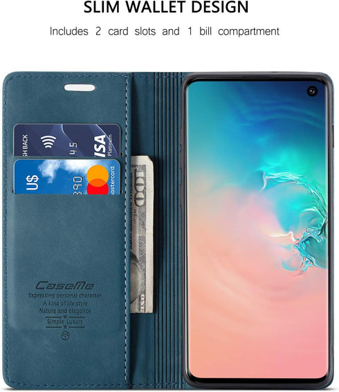 Samsung Galaxy S10 Wallet Case, Magnetic Stand Leather Flip Protective Case with ID & Credit Card Slots Holder Case Wallet for Galaxy S10(Blue)...