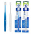 Brilliant Oral Care Adult Toothbrush with Soft Bristles, Round Head, and All-Around Clean for Teeth and Gums, Blue + Clear, 2 Pack...