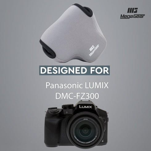 MegaGear ''Ultra Light'' Neoprene Camera Case Bag with Carabiner for Panasonic Lumix DMC-FZ300 Digital Camera (Grey) (MG628)...