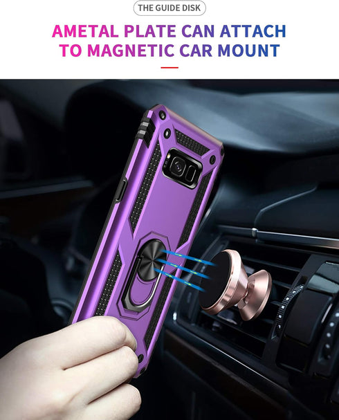 Samsung Galaxy S8 Plus Case with HD Screen Protectors, Androgate Military-Grade Metal Ring Holder Kickstand 15ft Drop Tested Shockproof Cover Case...
