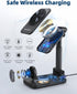 3 in 1 Foldable Wireless Charging Station for Apple Products, Adjustable Phone Charger Stand, Magsafe Charger Travel Dock for iPhone/Samsung/Googl...