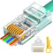 RJ45 Cat6 Cat5e Pass Through Connectors 100 Packs Gold Plated 3 Prong 8P8C Modular Ethernet UTP Network Cable Plug for Unshielded Twisted Pair Sol...