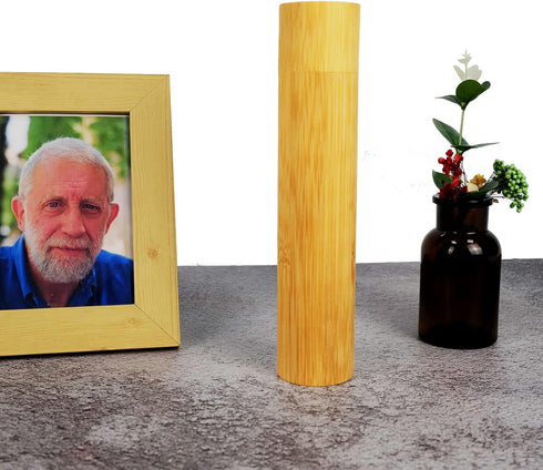 Small Bamboo Scattering Urn Tube for Human Ashes, 9’’X2’’ ECO & Biodegradable Friendly Mini Bamboo Spreading Cremation Tube Urn for Adult Male Fem...