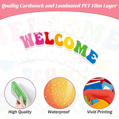 Welcome Back to School Bulletin Board Decorations First Day of School Theme Classroom Bulletin Board Border Set Pencil Notebook Schoolbag Paper Cu...