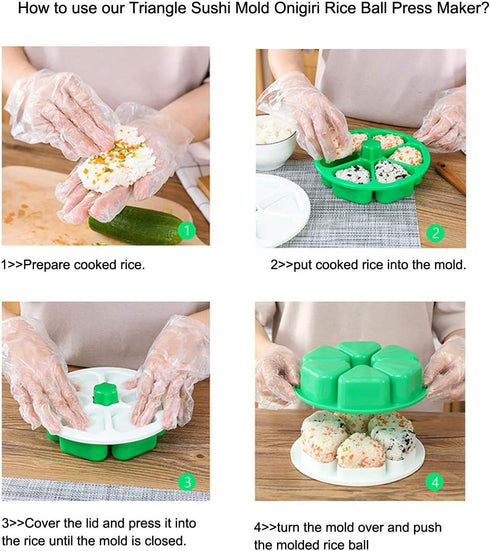 6 Cavity Triangle Sushi Mold Onigiri Rice Ball Press Maker Non-stick Sushi Maker Tools For Seaweed Cilantro Rice Balls...