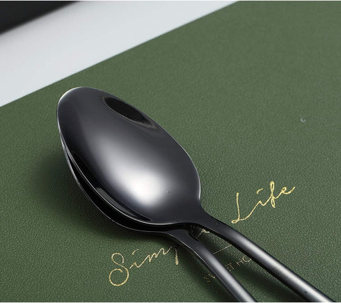 Black Teaspoons, Kyraton 6 Pieces 6.7" Stainless Steel Tea Spoons With Black Titanium Plating, Ice Cream Spoons, Dessert Spoon, Coffee Spoon,Golde...