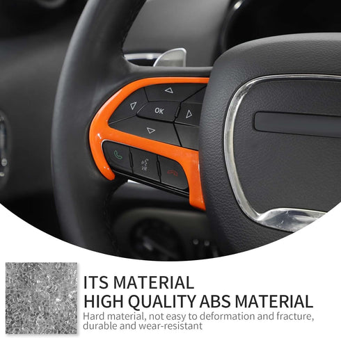 Linskip Steering Wheel Trim Compatible with 2015-2023 Dodge Charger/Challenger & 2014-2024 Durango & 2014-2020 Jeep Grand Cherokee, Steering Wheel...