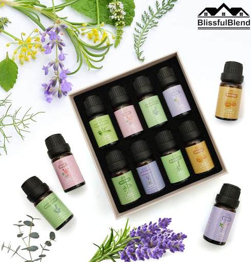 8 Pack Organic Aromatherapy Essential Oil Set, Pure Essential Oil Kit for Diffusers for Home, Peppermint, Lavender, Eucalyptus, Tea Tree,Rose, Ros...