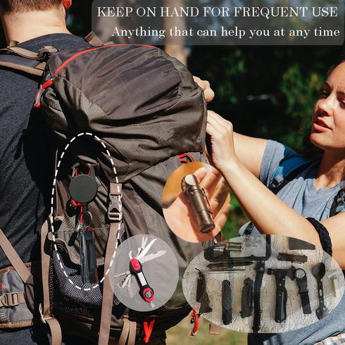 Retractable Key Chain Key-Rings - Heavy Duty Key Holder Belt Clip with Multitool Carabiner, Retractable Keychain Key Holder-Rings/Carabiner, 25 In...