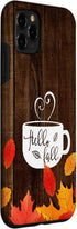Hello Fall Coffee Mug Autumn Leaves Happy Fall Feeling Case for iPhone 11 Pro Max...