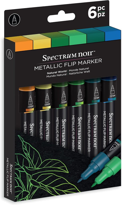 Spectrum Noir SN-MFLI-NWO6 Metallic Waterbased Flip Marker-Pack of 6-Natural World...