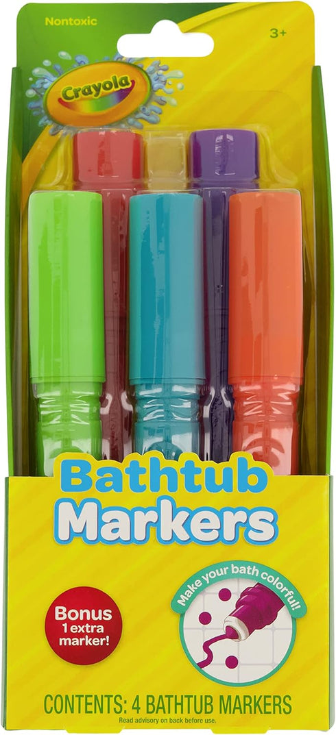 Crayola Taste Beauty Bathtub Markers, Washable Markers for Baths in Green, Red, Blue, Purple, and Orange...