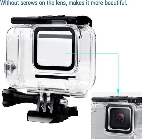 D&F Waterproof Housing Case for HERO7 White & Hero 7 Silver, 30M Underwater Photography Protective Shell with Screen Protector Films and Anti-Fog ...