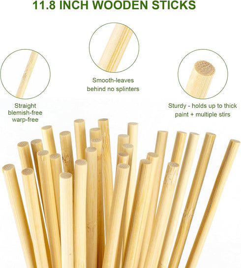 30PCS Wooden Dowel Rods, 3/8 x 12 Inch Round Unfinished Bamboo Dowel Rods, Wood Crafts Sticks Doweling Rods for Crafts and DIYers Arts Projects...