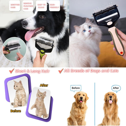 Dog Shedding Brush Comb Cat Brush Rabbit Brush for Long Short Haired,Dog Undercoat Rake Cat Comb Pet Dematting Deshedding Brush Bonus Pet Nail Cli...